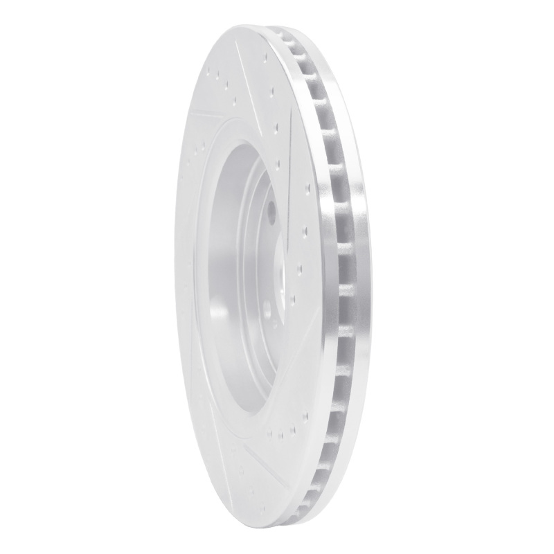 Acura MDX Brake Rotor (1) - Front Right - R1 Concepts - Drilled & Slotted - Silver - `17-`20